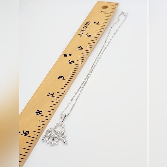 925 Sterling Silver white gold plated necklace - Picture 4 of 4